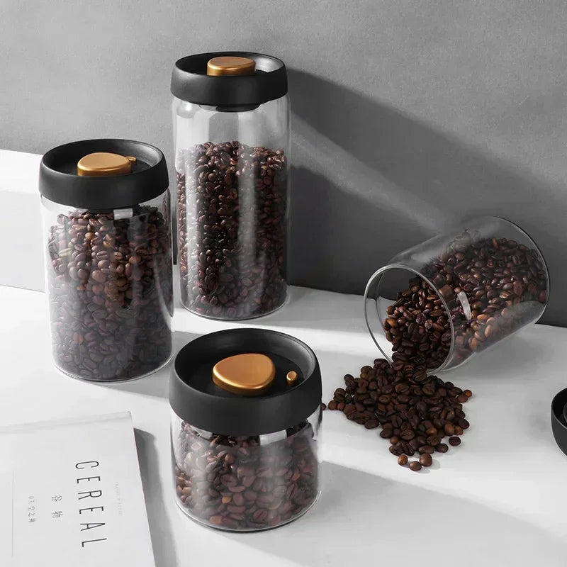 Economic 500ml Vacuum Sealed Jug Coffee Beans Glass Airtight Canister Food Grains Candy Keep Fresh Storage Kitchen Accessories