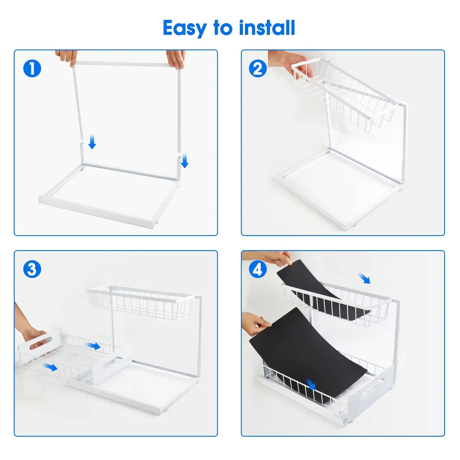 Double-layer Sliding Rail Basket Under-Sink Storage Rack Bathroom Kitchen Storage