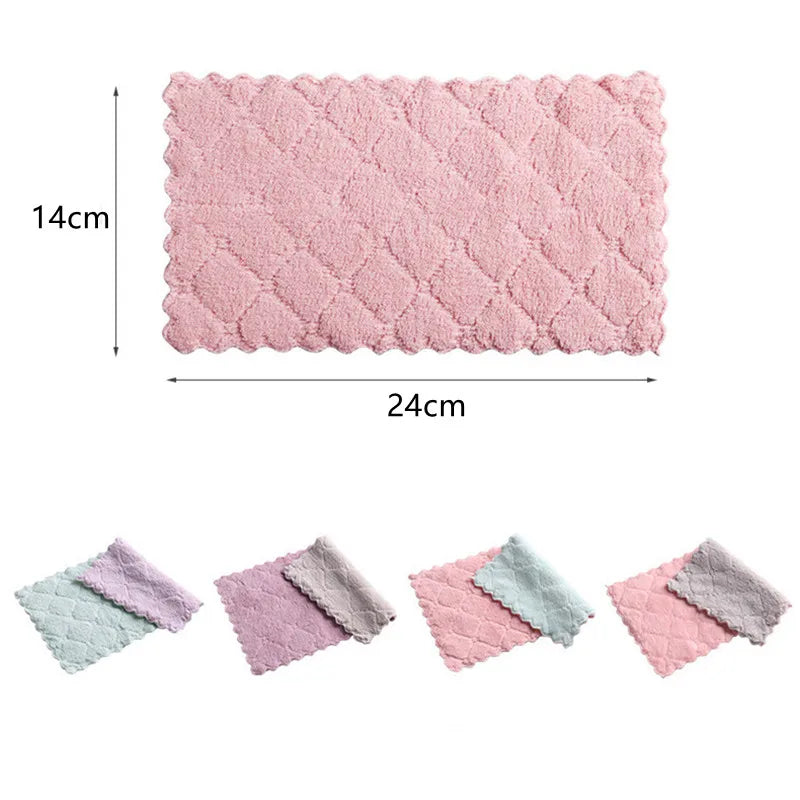 1/5/10pcs Microfiber Towel Absorbent Kitchen Cleaning Cloth Non-stick Oil Dish Towel Rags Napkins Tableware Household Cleaning