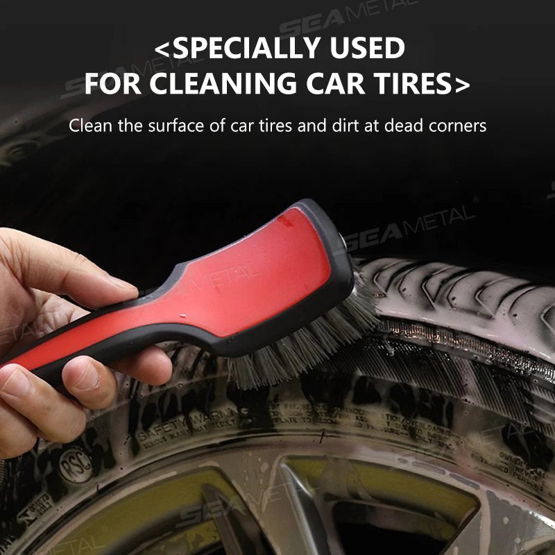 SEAMETAL Car Wheel Hub Washing Brush Anti Slip Handle Car Tire Wheel Rim Cleaning Brush Dust Removal Detailing Brushes Wash Tool