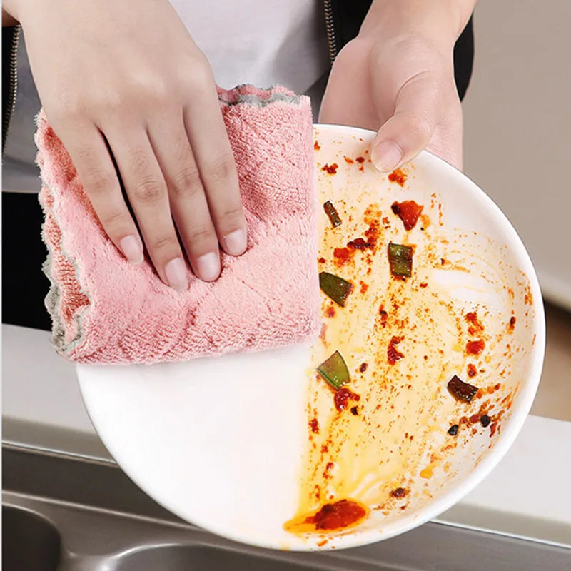 1/5/10pcs Microfiber Towel Absorbent Kitchen Cleaning Cloth Non-stick Oil Dish Towel Rags Napkins Tableware Household Cleaning