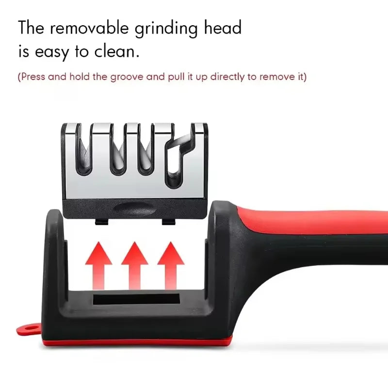 4-Stage Kitchen Knife Sharpener Tungsten Steel/Ceramic Sharpening System Handheld Sharpeners with Non Slip Base Kitchen Knives