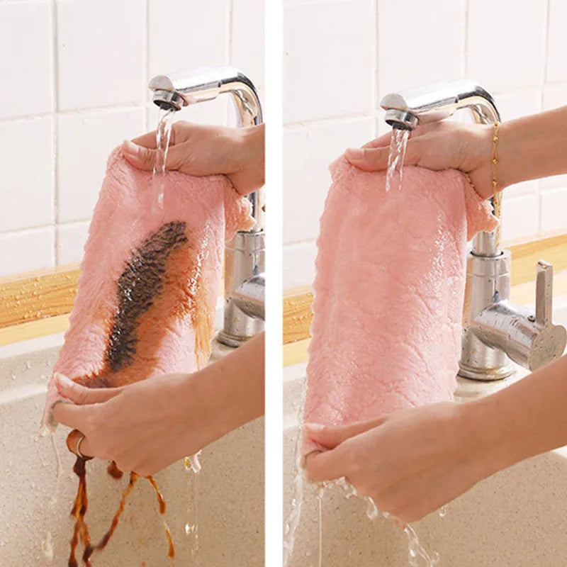 1/5/10pcs Microfiber Towel Absorbent Kitchen Cleaning Cloth Non-stick Oil Dish Towel Rags Napkins Tableware Household Cleaning