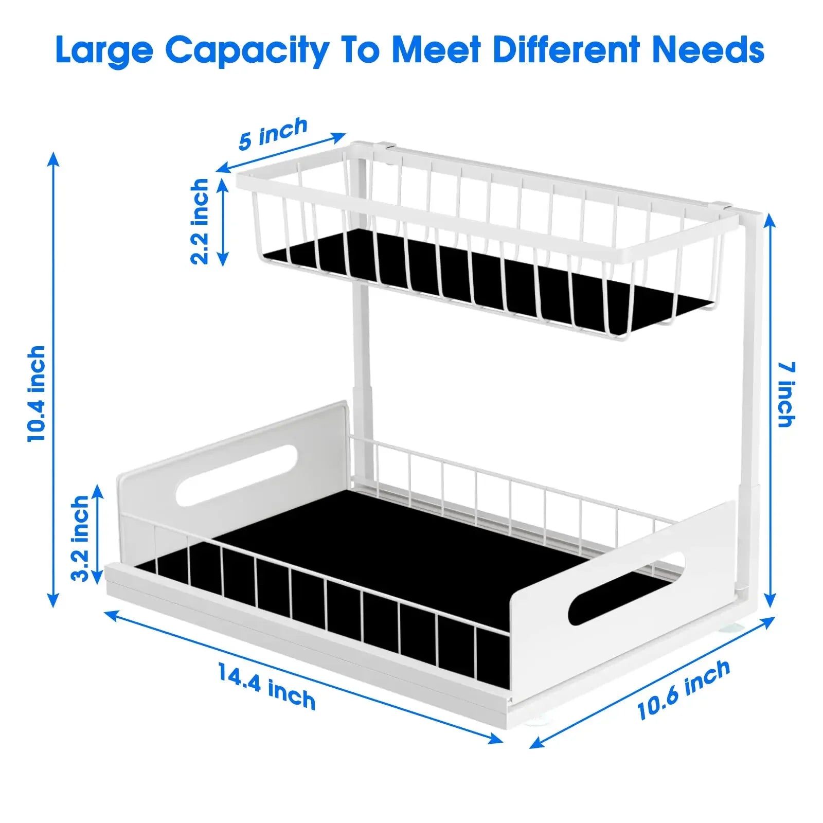 Double-layer Sliding Rail Basket Under-Sink Storage Rack Bathroom Kitchen Storage
