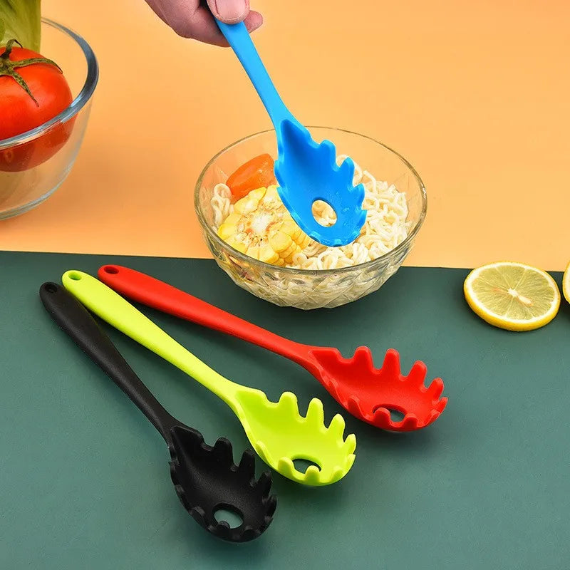 Silicone Pasta Noodle Colander Long Handle Spaghetti Spoon Noodle Scoop Colander Slot Spoon Nylon Drain Strainer Kitchen Gadget