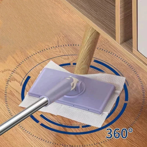 1pc Portable Mini Mop Automatic Paper Towel Changing Mop 360°Rotation Cleaning Tool For Floor Window Dust Removal No cloth ﻿