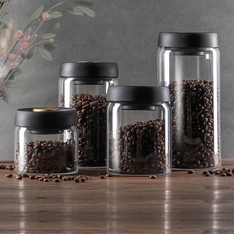 Economic 500ml Vacuum Sealed Jug Coffee Beans Glass Airtight Canister Food Grains Candy Keep Fresh Storage Kitchen Accessories