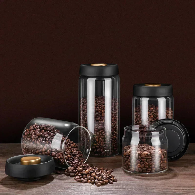 Economic 500ml Vacuum Sealed Jug Coffee Beans Glass Airtight Canister Food Grains Candy Keep Fresh Storage Kitchen Accessories