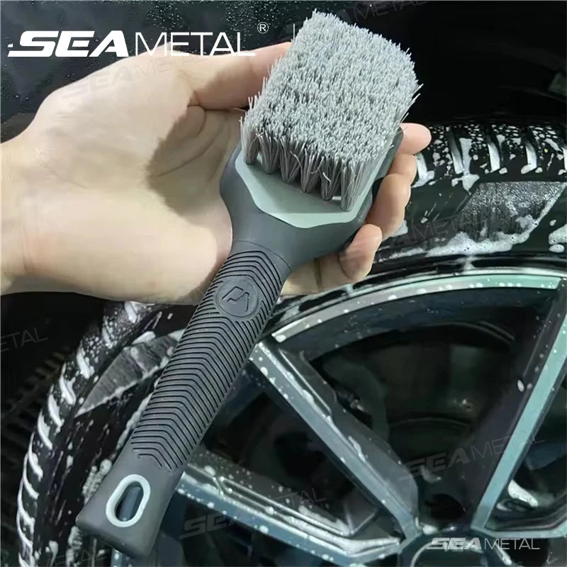 SEAMETAL Car Wheel Hub Washing Brush Anti Slip Handle Car Tire Wheel Rim Cleaning Brush Dust Removal Detailing Brushes Wash Tool