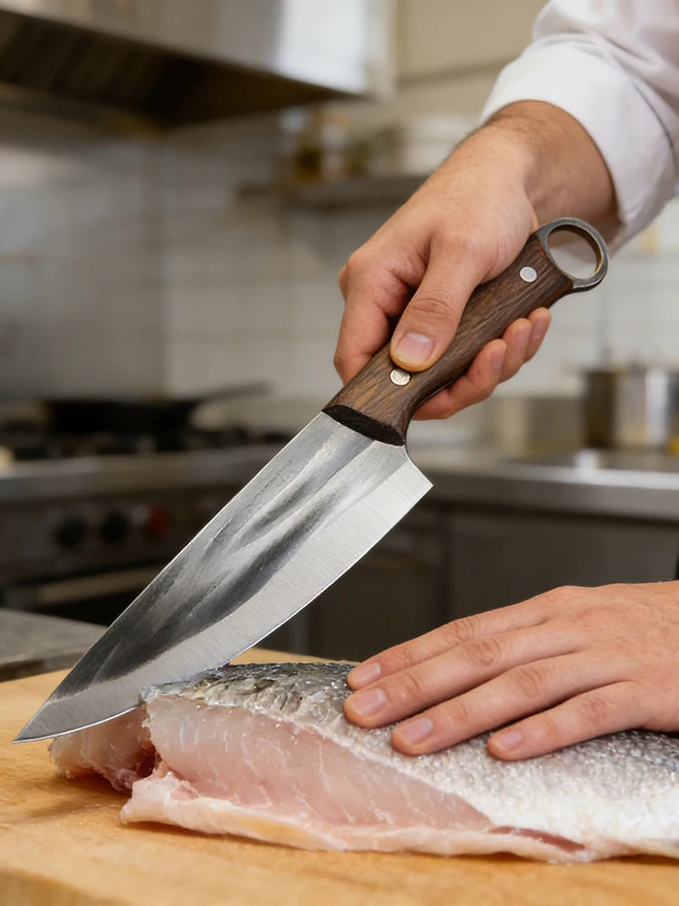 Hand Forged Boning Knife Full Tang Kitchen Chef Cleaver Butcher's Knife Slicing BBQ Fishing Ultra-Sharp Cutting Tools
