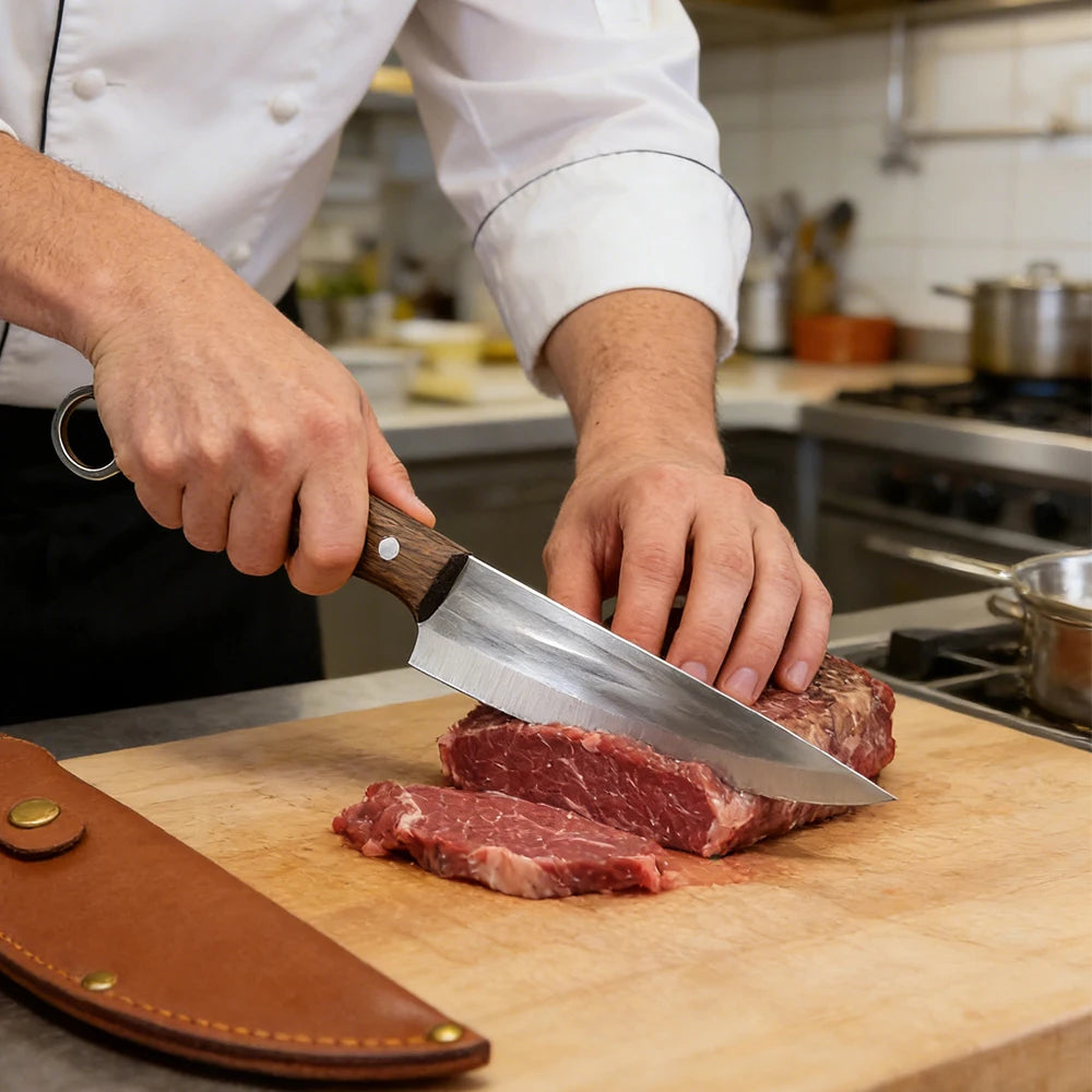 Hand Forged Boning Knife Full Tang Kitchen Chef Cleaver Butcher's Knife Slicing BBQ Fishing Ultra-Sharp Cutting Tools
