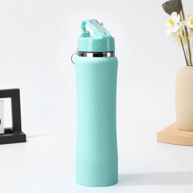 JUSTINLAU 600/750ML Thermos Cup Fruit Mug Kids Straw Cup Vacuum Flasks Stainless Steel Travel Thermal Water Bottles Thermal Mug